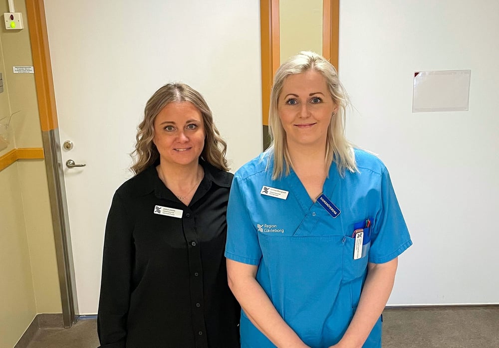 Anna-Karin Kruse, vårdenhetschef  hjärtmottagningen Hudiksvall (tv)
Linnéa Mangseth, vårdenhetschef hjärtavdelningen Hudiksvall (th)