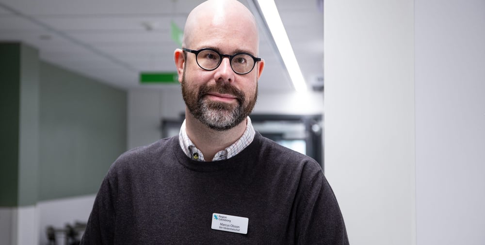 Marcus Olsson bitr vec akutmottagning Hudiksvall. Ambassadör Gävleborgskraften