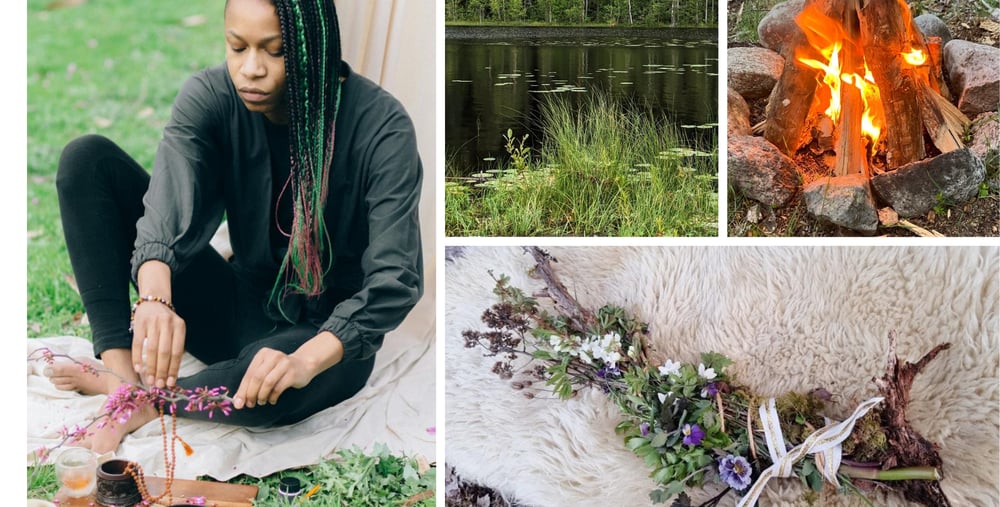 Kollage av fyra olika bilder