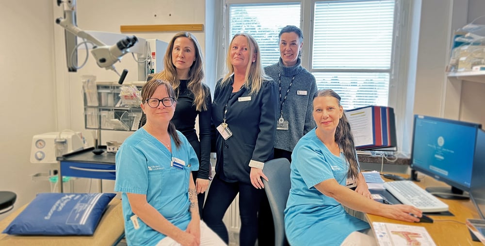 Personal i behandlingsrum på Gävle sjukhus i samband med intervju om införandet av cosmic på Öron, näs, hals.