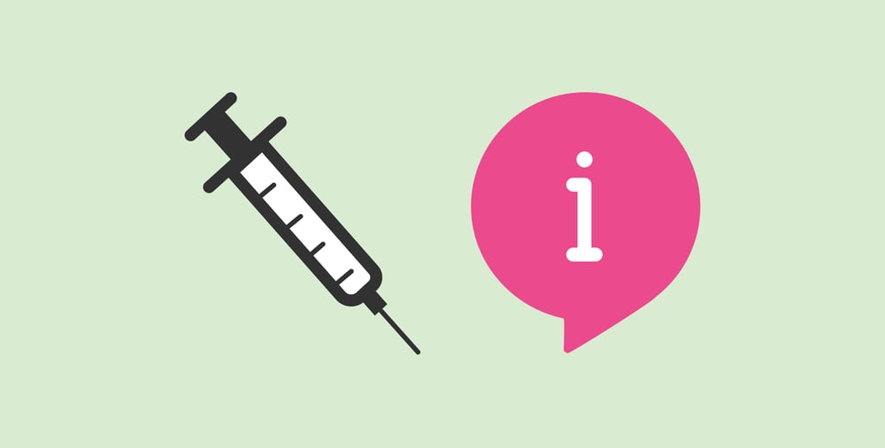 Illustration på en spruta med en informationsbubbla bredvid