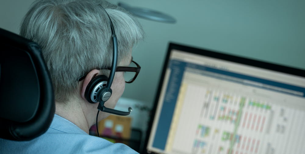 Rådgivning (med headset), Maria Eriksson, distriktssköterska på Gävle Strand din Hälsocentral.