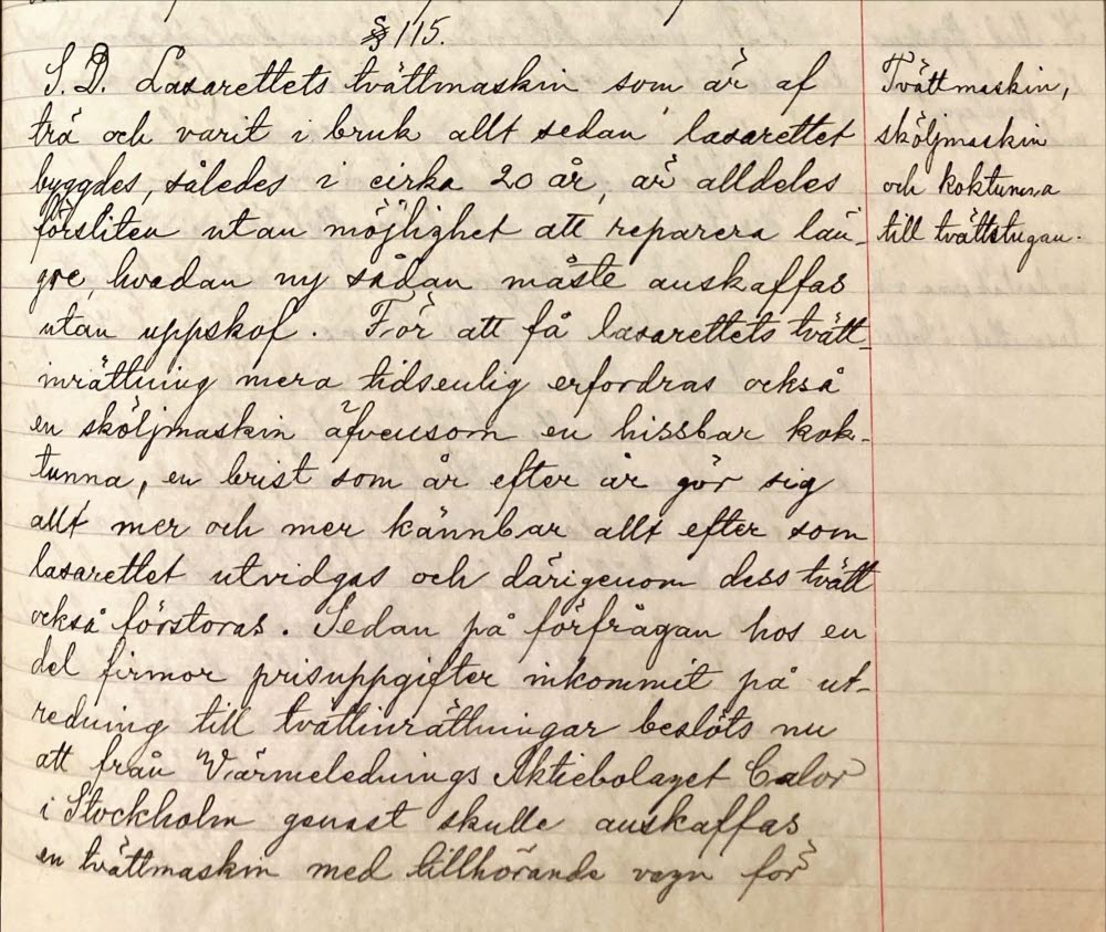 Gävle lasarettsdirektions protokoll den 12 juli 1907.
