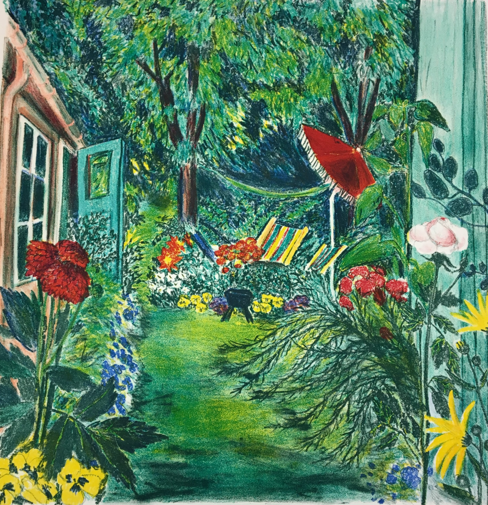 Konstverk Det röda parasollet av Evy Låås