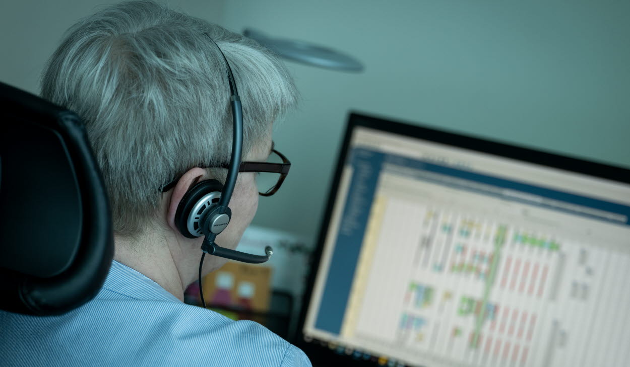 Rådgivning (med headset), Maria Eriksson, distriktssköterska på Gävle Strand din Hälsocentral.