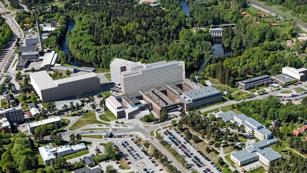 Bilden visar Framtidsbyggets byggprojekt på Gävle fokus. Hus 62 ligger till vänster i bild på den södra tomten.