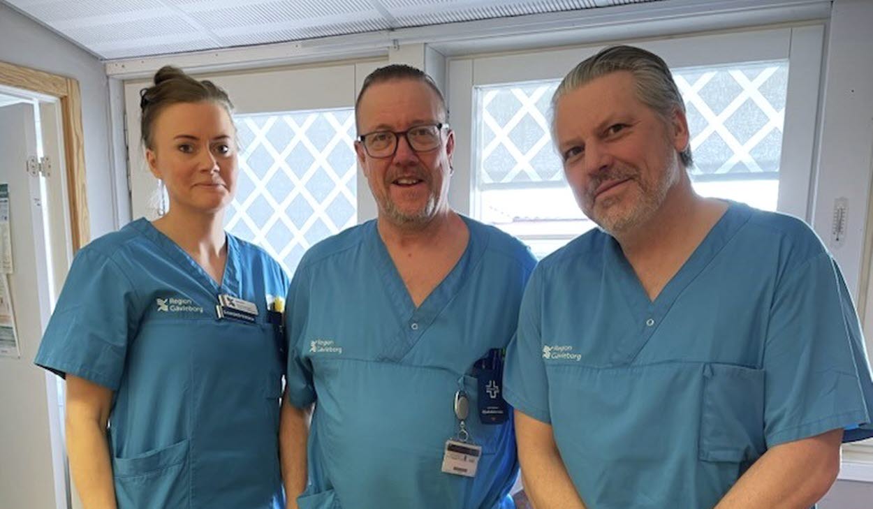 porträtt på Hälso- och sjukvårdsdirektör Martin Andersson, Jeanette Wegersjö, distriktssköterska och Niclas Löfgren, sjuksköterska.