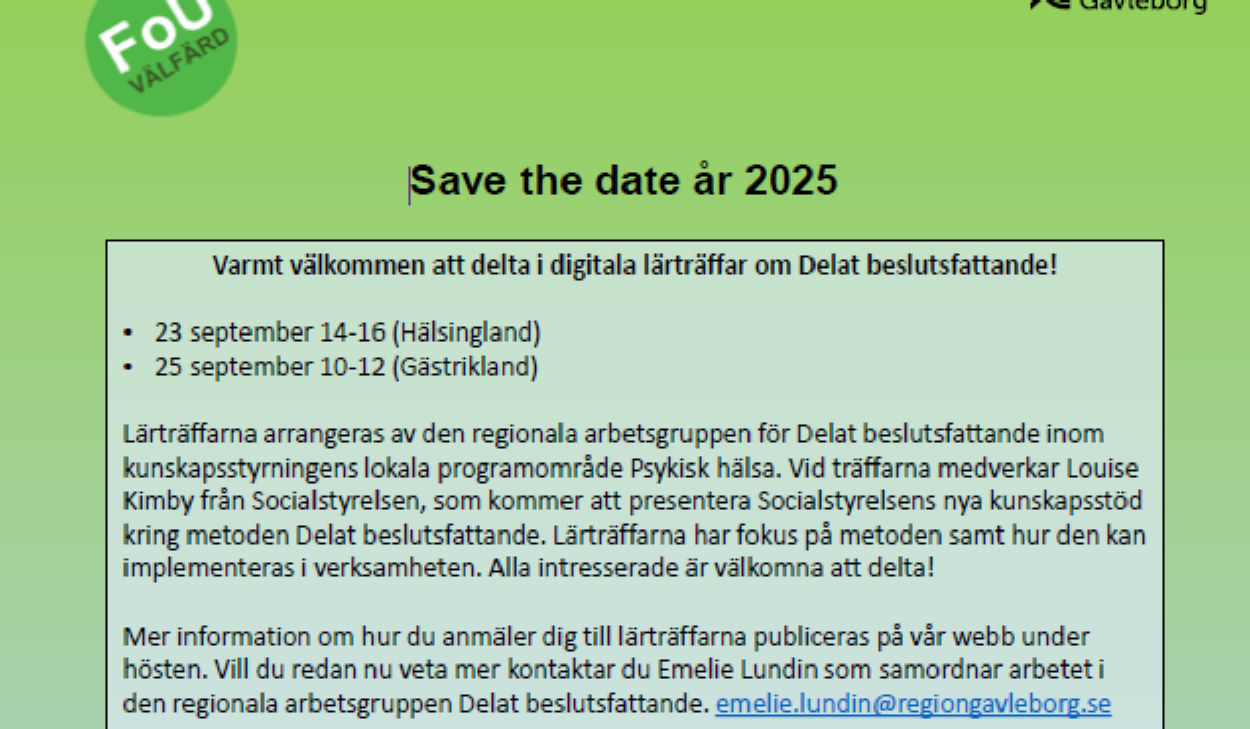 Skärmbild från nyhetsbrev FoU Välfärd juni 2025